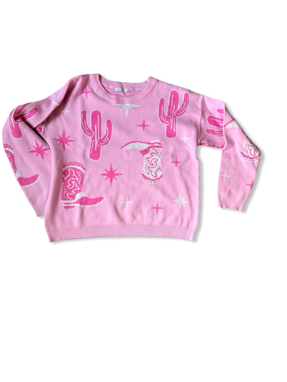 Pink Clover Pink Cowgirl Cactus Crewneck Sweater